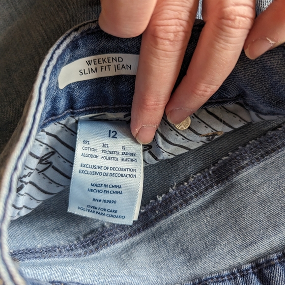 NWT Seven7 Weekend Slim Light Wash Denim Cuffed Hem Straight Leg Jean Size 12 - Picture 5 of 8